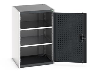 Heavy Duty Bott cubio cupboard with perfo panel lined hinged doors. 650mm wide x 650mm deep x 100mm high with 2 x100kg capacity shelves.... Bott Industial Tool Cupboards with Shelves